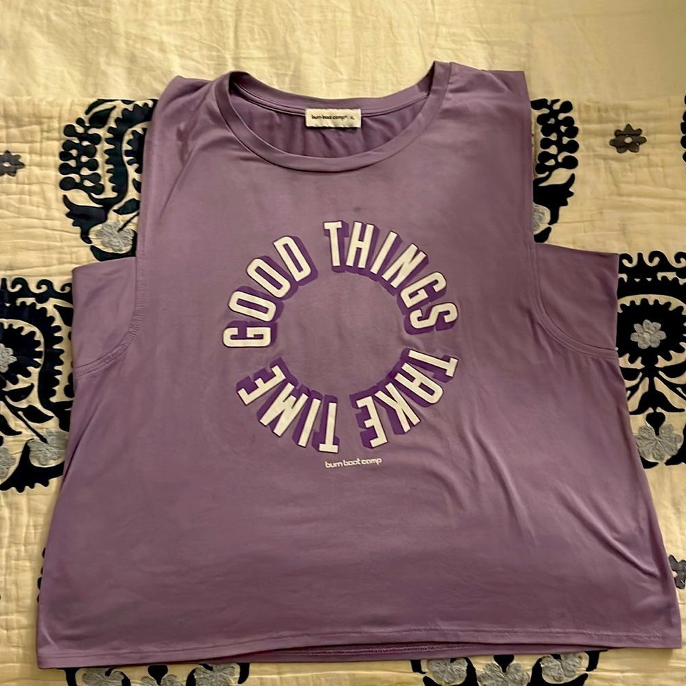Burn boot camp “good things take time” purple tank - XL